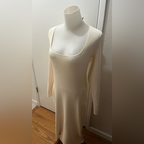 Rag & Bone Ivory White Long Sleeve Knit Sweater Dress Size L - Picture 5 of 13